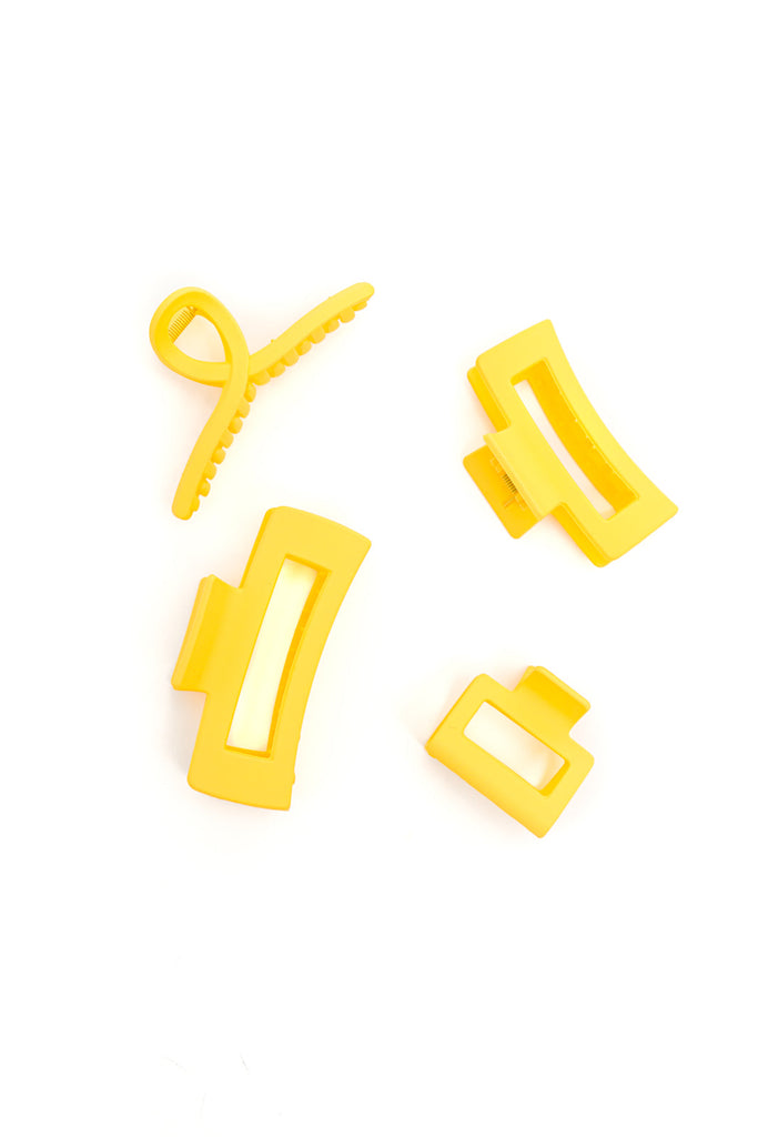 Claw Clip Set of 4 in Lemon-Womens-Timber Brooke Boutique, Online Women's Fashion Boutique in Amarillo, Texas