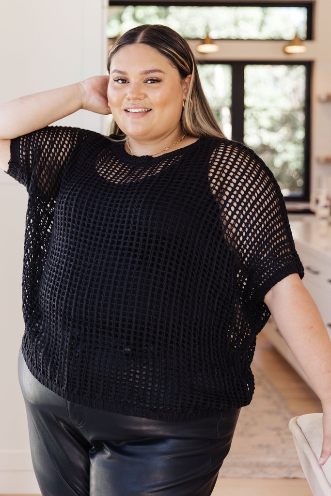 Coastal Dreams Fishnet Top in Black-Womens-Timber Brooke Boutique, Online Women's Fashion Boutique in Amarillo, Texas