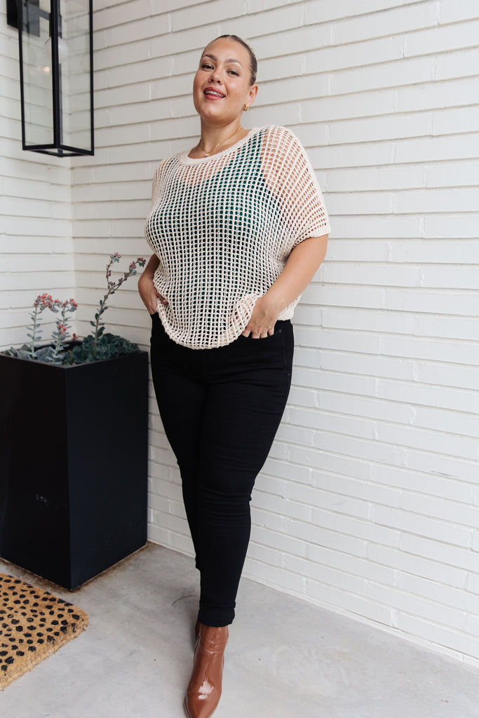 Coastal Dreams Fishnet Top in Cream-Womens-Timber Brooke Boutique, Online Women's Fashion Boutique in Amarillo, Texas