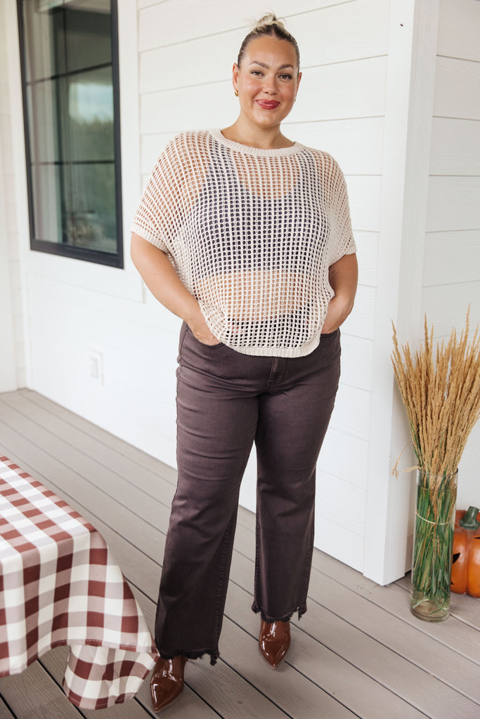 Coastal Dreams Fishnet Top in Cream-Womens-Timber Brooke Boutique, Online Women's Fashion Boutique in Amarillo, Texas