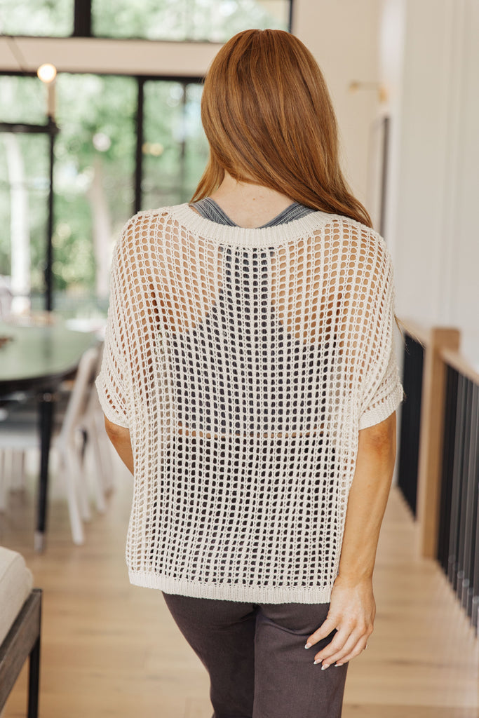 Coastal Dreams Fishnet Top in Cream-Womens-Timber Brooke Boutique, Online Women's Fashion Boutique in Amarillo, Texas