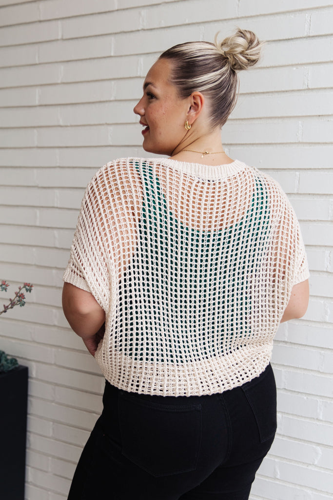 Coastal Dreams Fishnet Top in Cream-Womens-Timber Brooke Boutique, Online Women's Fashion Boutique in Amarillo, Texas