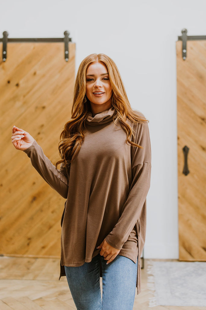 Comfort First Cowl Neck Hi-Low Long Sleeve-Womens-Timber Brooke Boutique, Online Women's Fashion Boutique in Amarillo, Texas