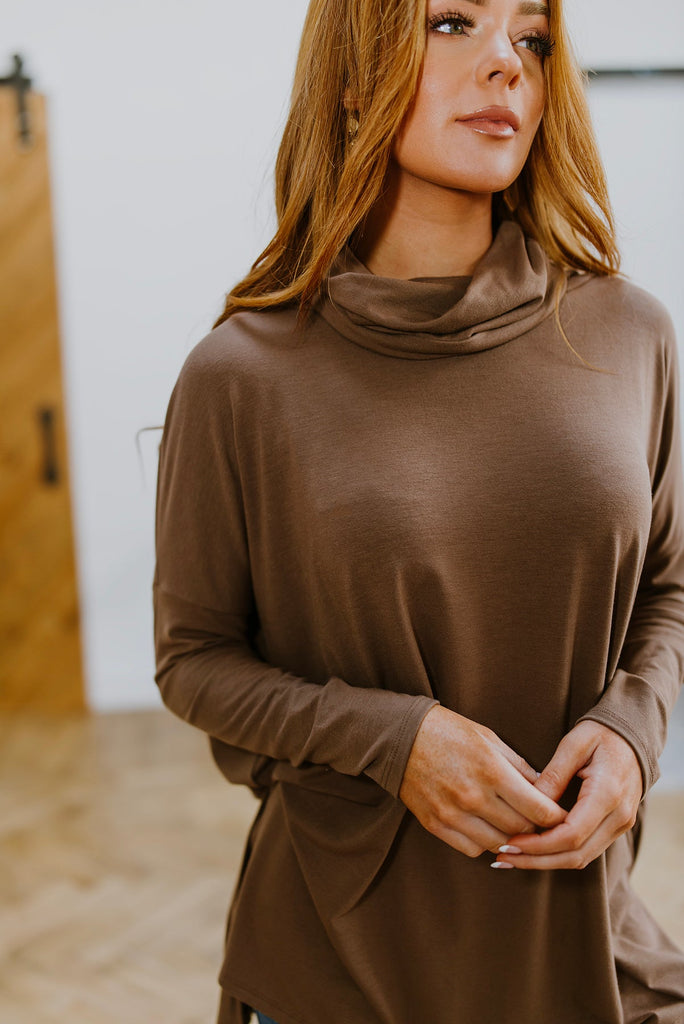 Comfort First Cowl Neck Hi-Low Long Sleeve-Womens-Timber Brooke Boutique, Online Women's Fashion Boutique in Amarillo, Texas