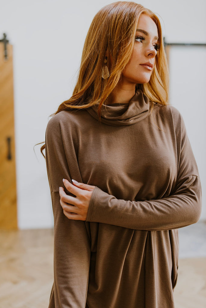 Comfort First Cowl Neck Hi-Low Long Sleeve-Womens-Timber Brooke Boutique, Online Women's Fashion Boutique in Amarillo, Texas