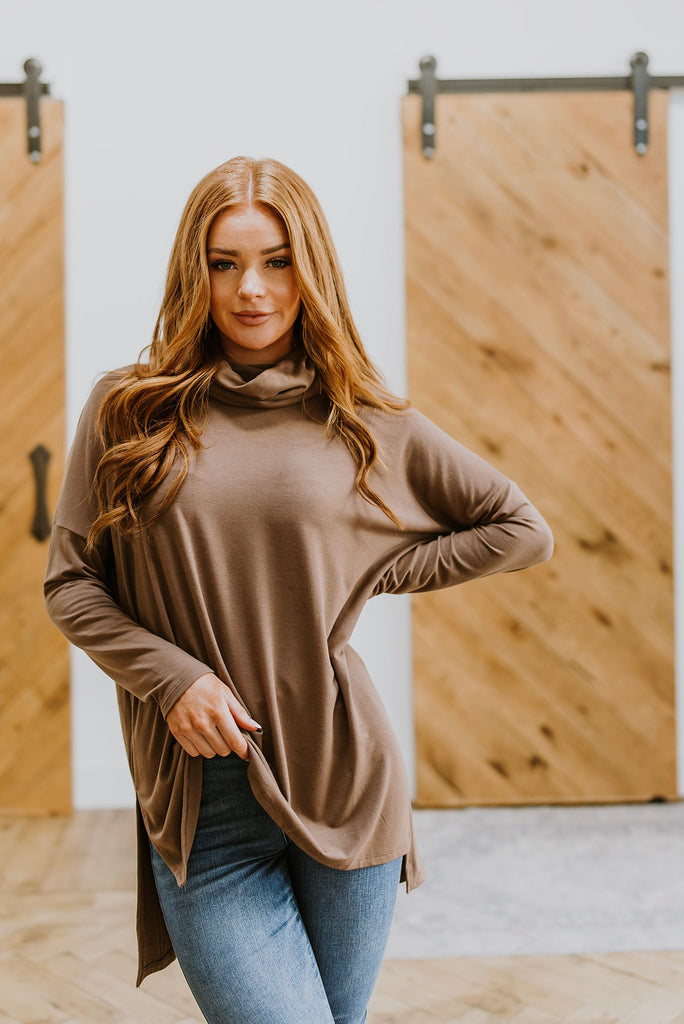 Comfort First Cowl Neck Hi-Low Long Sleeve-Womens-Timber Brooke Boutique, Online Women's Fashion Boutique in Amarillo, Texas