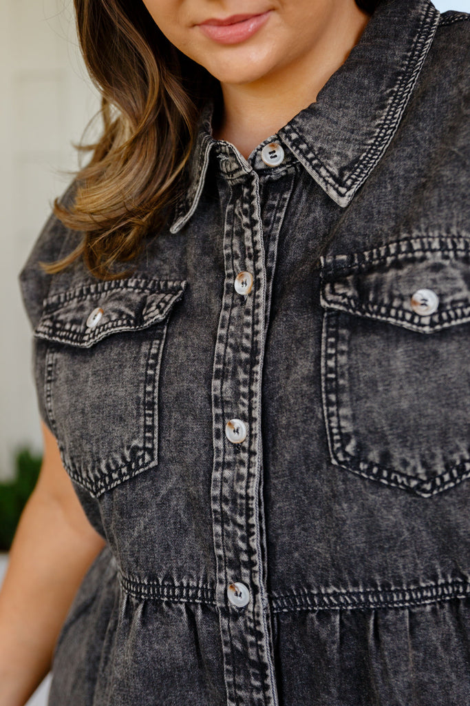 Cool and Carefree Denim Button Down-Womens-Timber Brooke Boutique, Online Women's Fashion Boutique in Amarillo, Texas