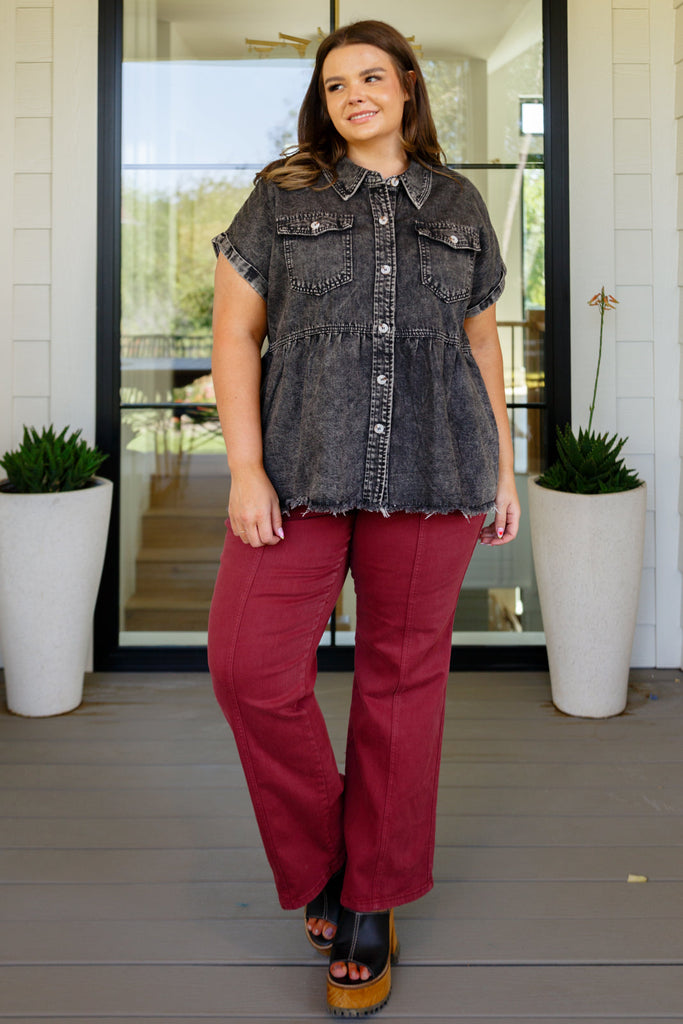 Cool and Carefree Denim Button Down-Womens-Timber Brooke Boutique, Online Women's Fashion Boutique in Amarillo, Texas