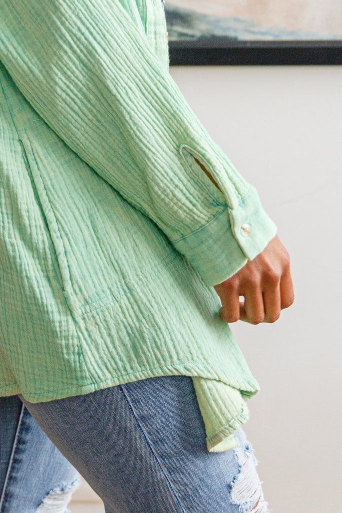 Corey Button Up Top In Vintage Green-Womens-Timber Brooke Boutique, Online Women's Fashion Boutique in Amarillo, Texas