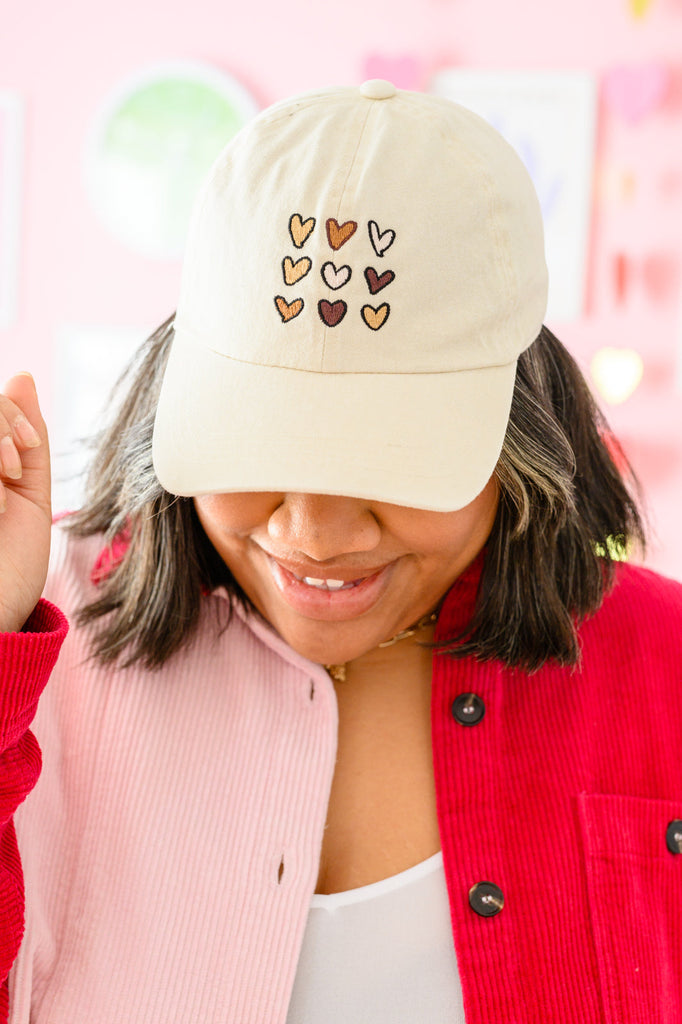 Crush On You Embroidery Heart Cap-Accessories-Timber Brooke Boutique, Online Women's Fashion Boutique in Amarillo, Texas