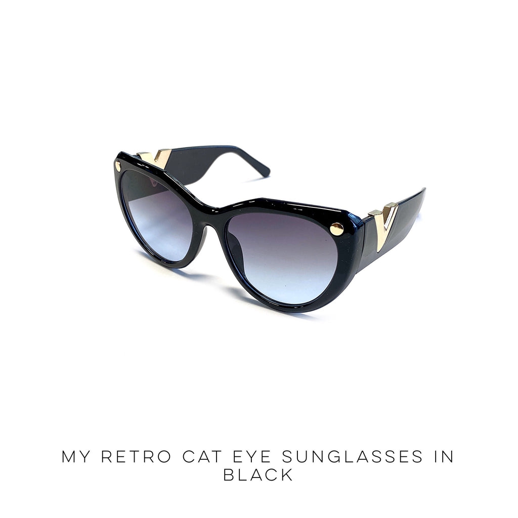 My Retro Cat Eye Sunglasses in Black-Timber Brooke Boutique, Online Women's Fashion Boutique in Amarillo, Texas