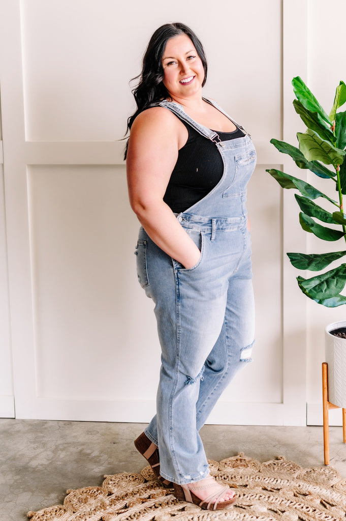 Denim Straight Leg Overalls By Judy Blue Jeans-Timber Brooke Boutique, Online Women's Fashion Boutique in Amarillo, Texas