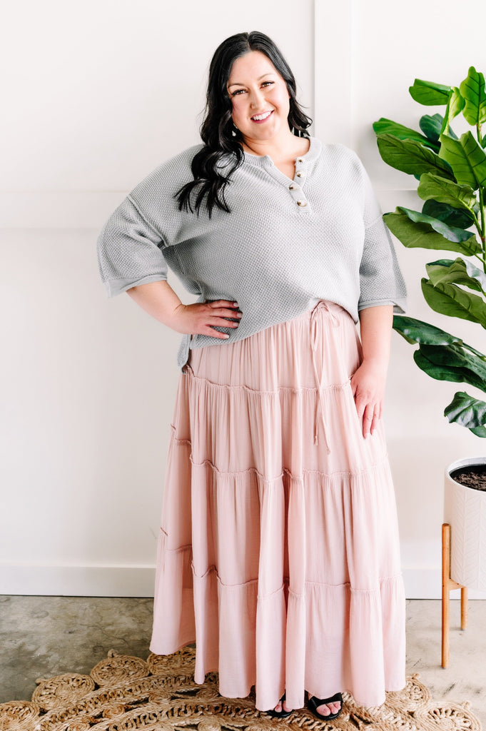 Tiered Boho Skirt In Whimsical Blush-Timber Brooke Boutique, Online Women's Fashion Boutique in Amarillo, Texas