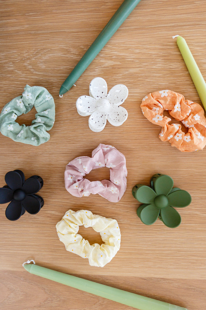 Daisy Day Hair Scrunchies-Womens-Timber Brooke Boutique, Online Women's Fashion Boutique in Amarillo, Texas