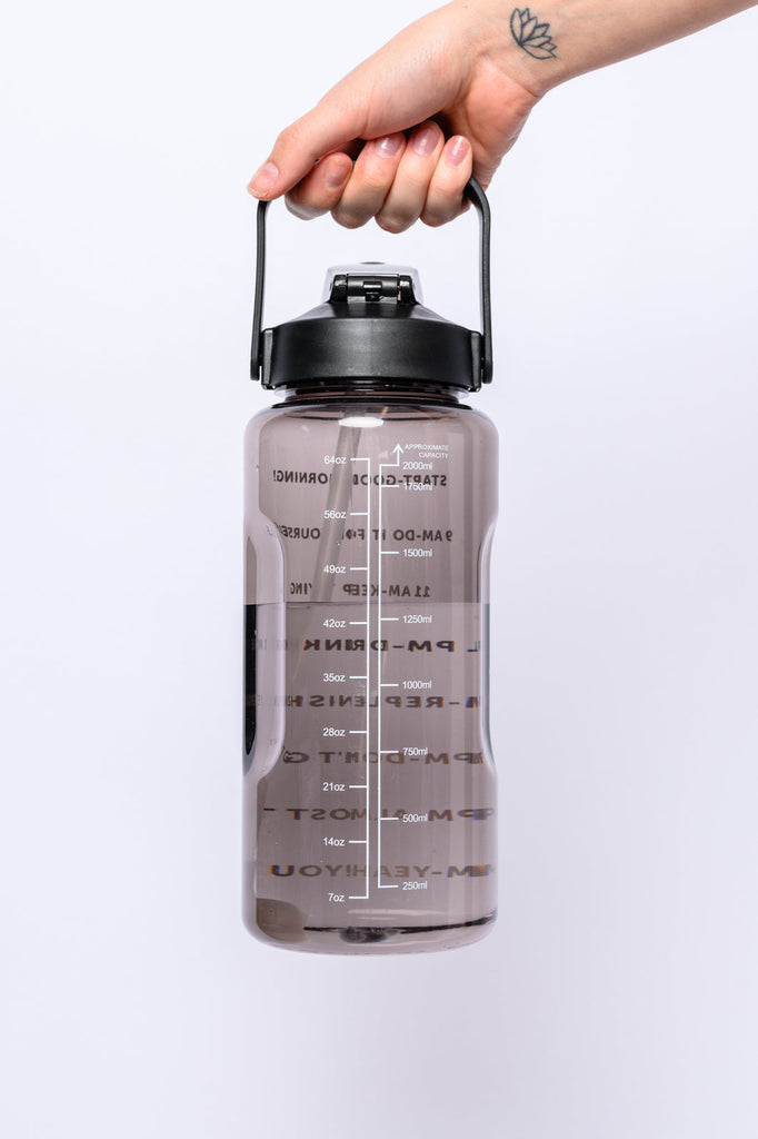 Elevated Water Tracking Bottle in Black-Womens-Timber Brooke Boutique, Online Women's Fashion Boutique in Amarillo, Texas