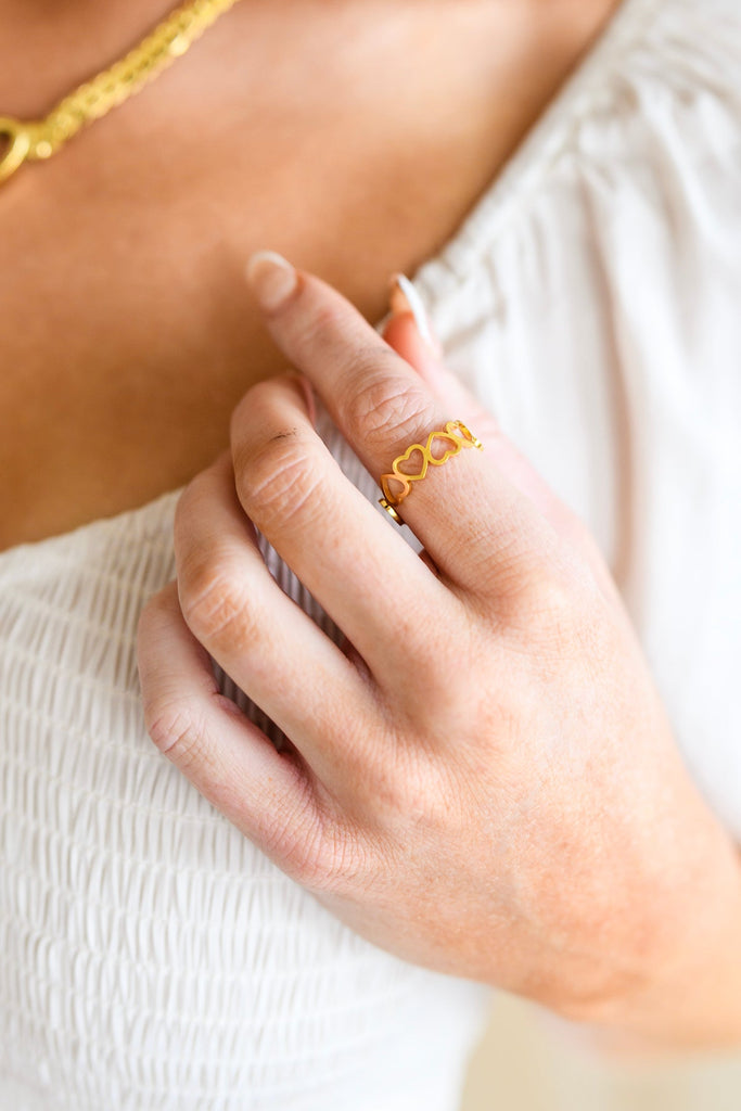 Endless Hearts Gold Ring-Womens-Timber Brooke Boutique, Online Women's Fashion Boutique in Amarillo, Texas