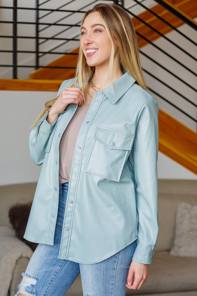 Endlessly Longing Faux Leather Shacket-Womens-Timber Brooke Boutique, Online Women's Fashion Boutique in Amarillo, Texas