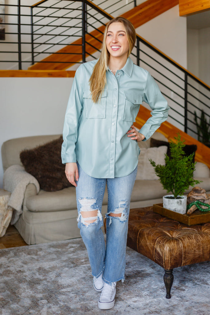 Endlessly Longing Faux Leather Shacket-Womens-Timber Brooke Boutique, Online Women's Fashion Boutique in Amarillo, Texas