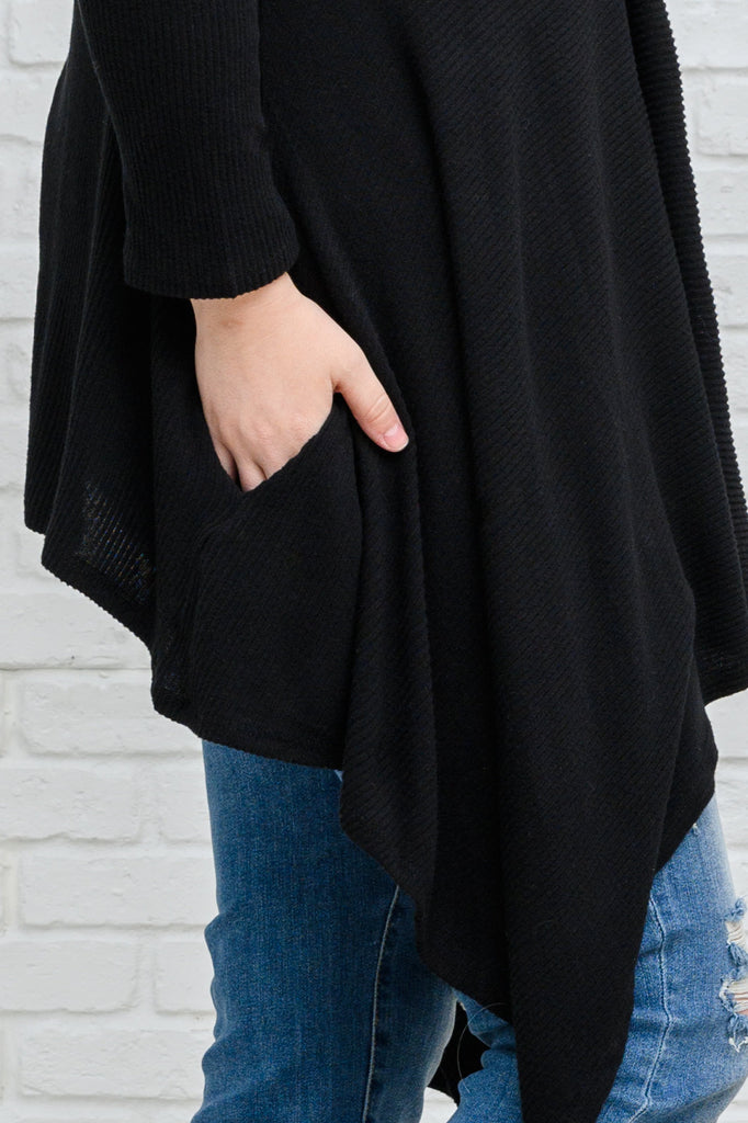 Ever Soft Cascade Cardigan With Pockets In Black-Womens-Timber Brooke Boutique, Online Women's Fashion Boutique in Amarillo, Texas