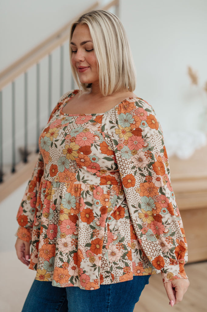 Fall For Florals Babydoll Top-Womens-Timber Brooke Boutique, Online Women's Fashion Boutique in Amarillo, Texas