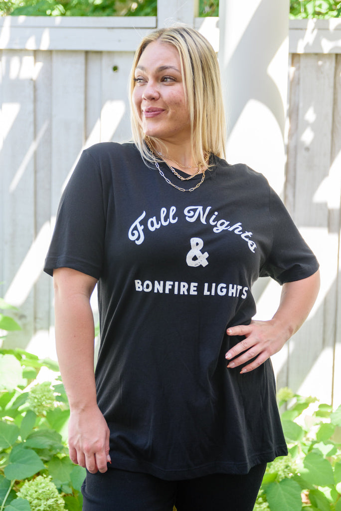 Fall Nights Graphic T-Shirt-110 Short Sleeve Tops-Timber Brooke Boutique, Online Women's Fashion Boutique in Amarillo, Texas