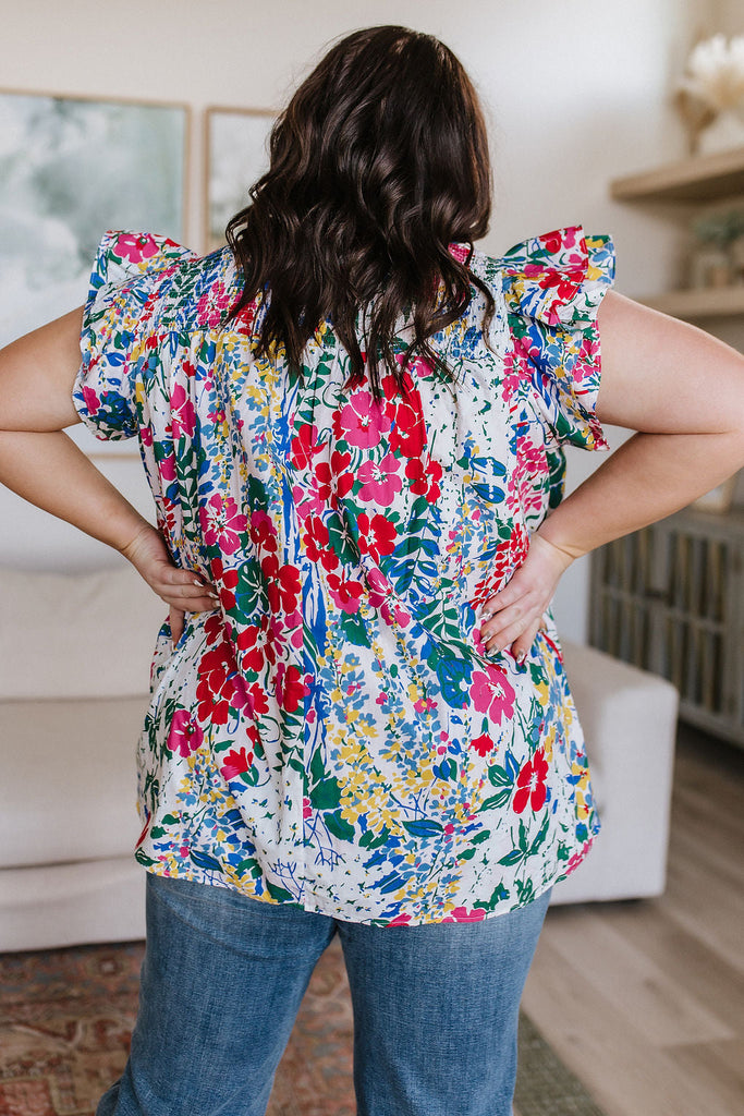 Floral Impressions Blouse-Womens-Timber Brooke Boutique, Online Women's Fashion Boutique in Amarillo, Texas