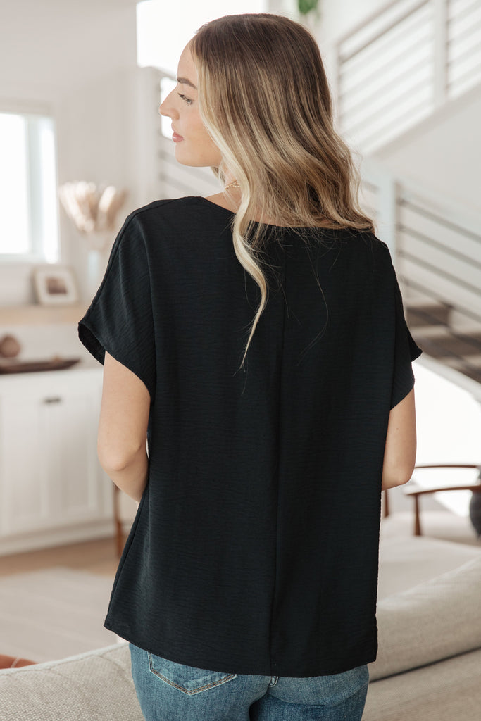 Frequently Asked Questions V-Neck Top in Black-Womens-Timber Brooke Boutique, Online Women's Fashion Boutique in Amarillo, Texas