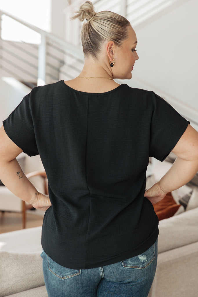 Frequently Asked Questions V-Neck Top in Black-Womens-Timber Brooke Boutique, Online Women's Fashion Boutique in Amarillo, Texas