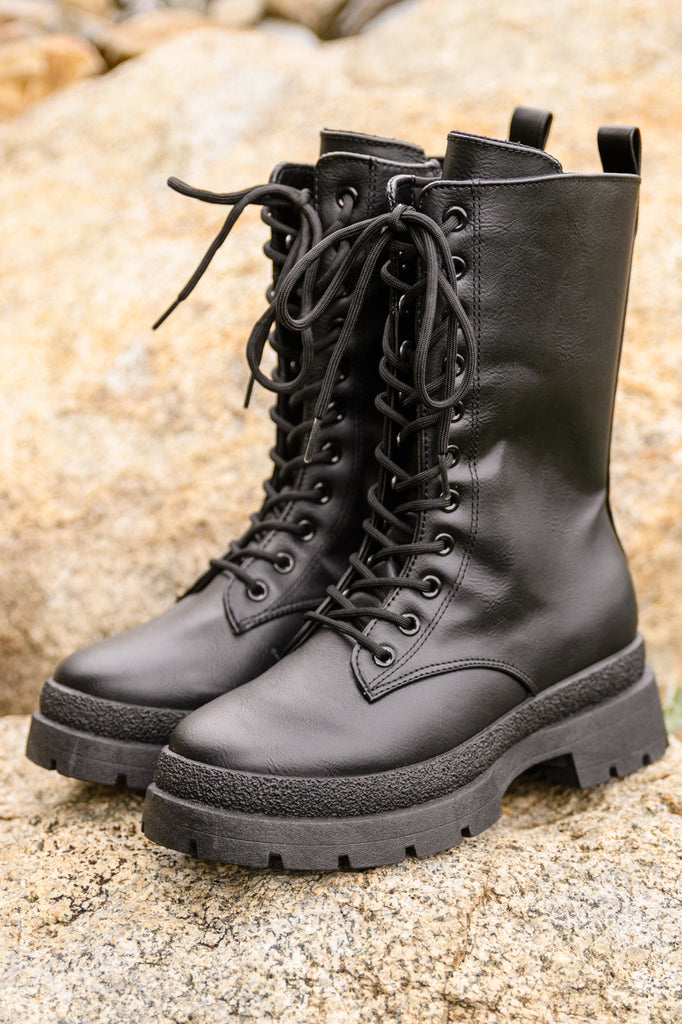 Fresh Feels Combat Boots In Black-Womens-Timber Brooke Boutique, Online Women's Fashion Boutique in Amarillo, Texas