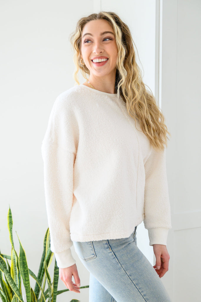 Fuzzy Cuddles Sweater in Off White-140 Sweaters-Timber Brooke Boutique, Online Women's Fashion Boutique in Amarillo, Texas