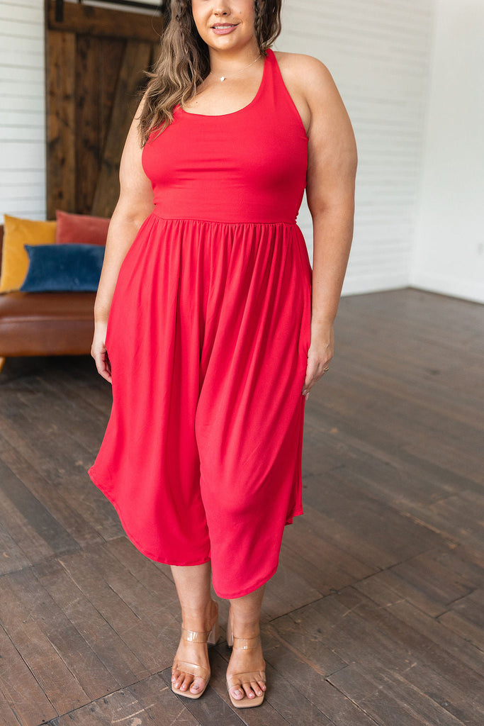 Good Idea Jumpsuit in Red-Womens-Timber Brooke Boutique, Online Women's Fashion Boutique in Amarillo, Texas