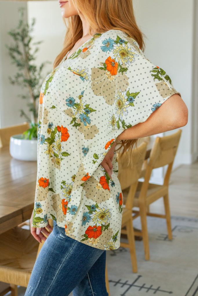 Good Morning Floral V-Neck Blouse-Womens-Timber Brooke Boutique, Online Women's Fashion Boutique in Amarillo, Texas