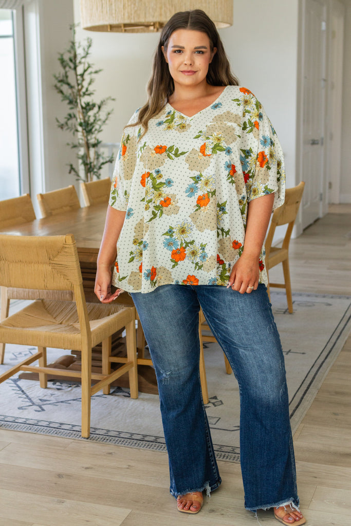 Good Morning Floral V-Neck Blouse-Womens-Timber Brooke Boutique, Online Women's Fashion Boutique in Amarillo, Texas