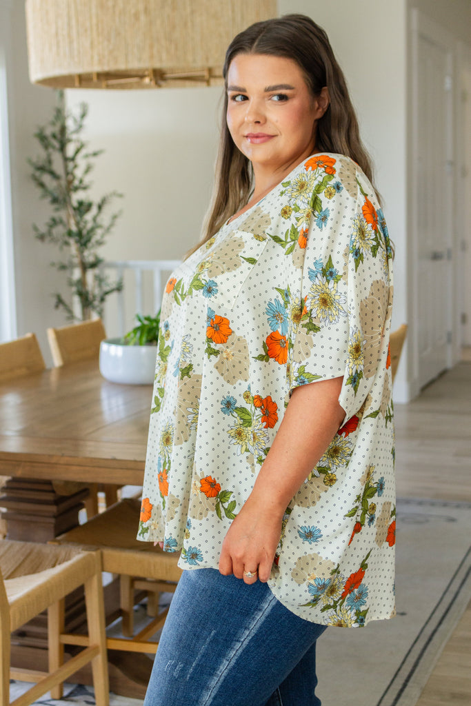 Good Morning Floral V-Neck Blouse-Womens-Timber Brooke Boutique, Online Women's Fashion Boutique in Amarillo, Texas