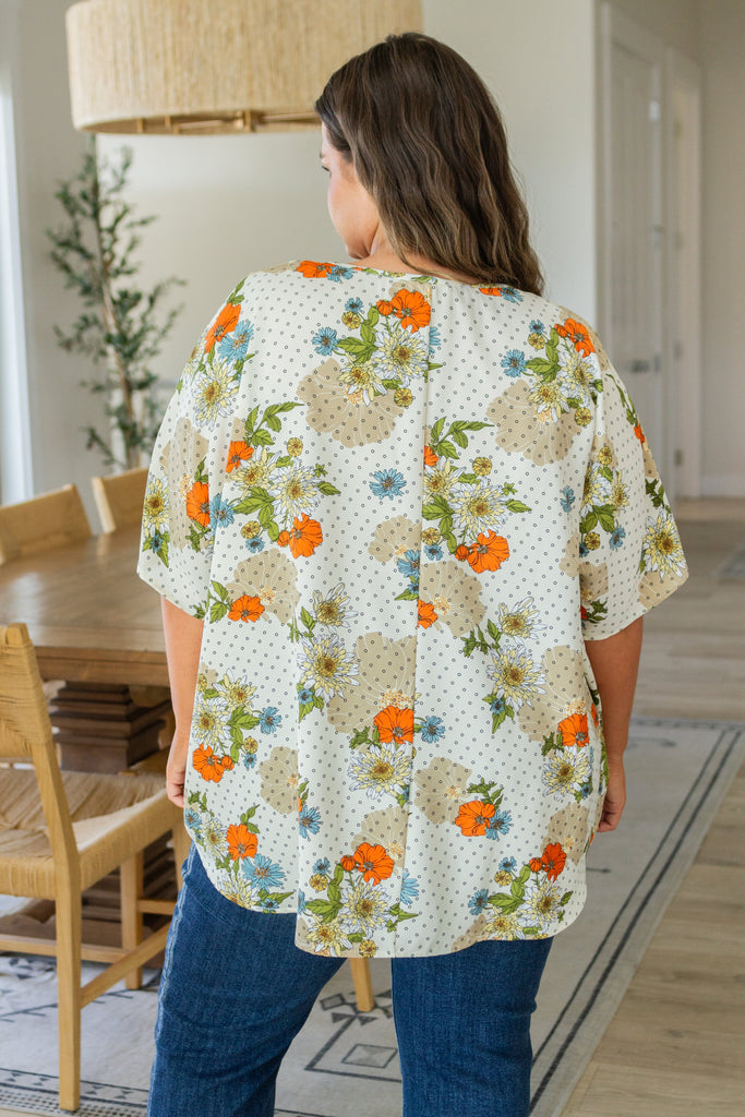 Good Morning Floral V-Neck Blouse-Womens-Timber Brooke Boutique, Online Women's Fashion Boutique in Amarillo, Texas