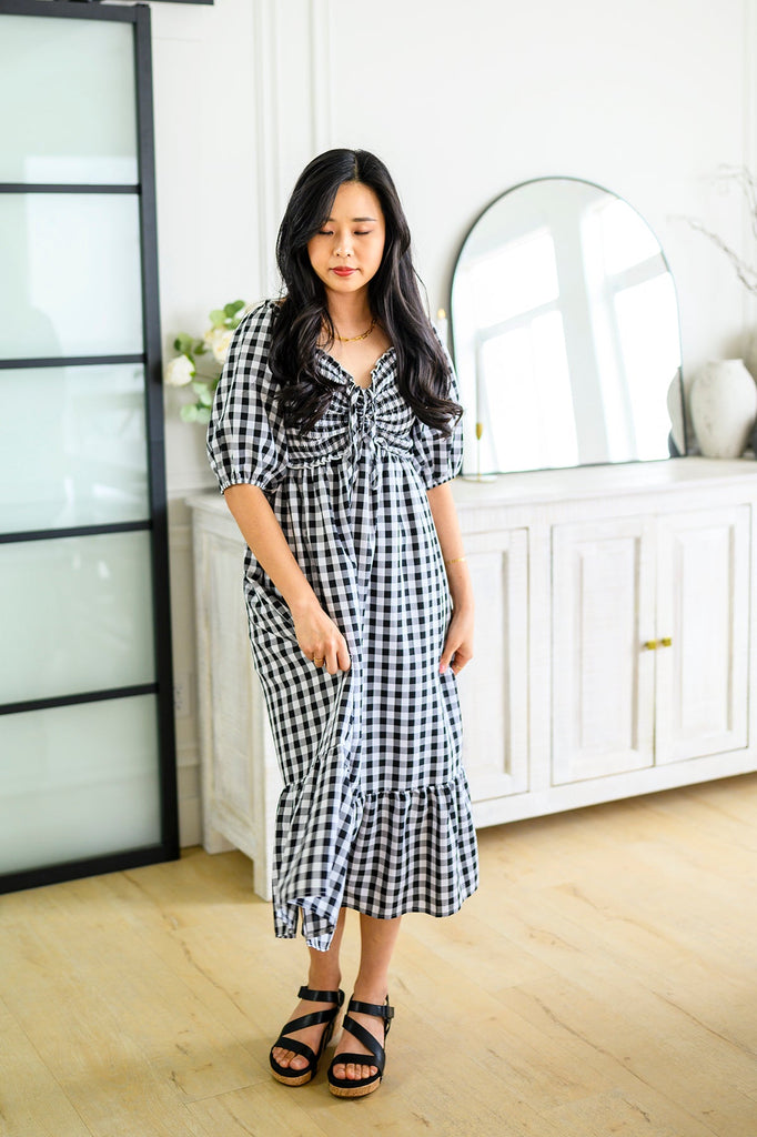 Greenville Gingham Midi Dress-Womens-Timber Brooke Boutique, Online Women's Fashion Boutique in Amarillo, Texas