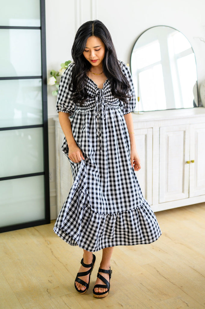 Greenville Gingham Midi Dress-Womens-Timber Brooke Boutique, Online Women's Fashion Boutique in Amarillo, Texas