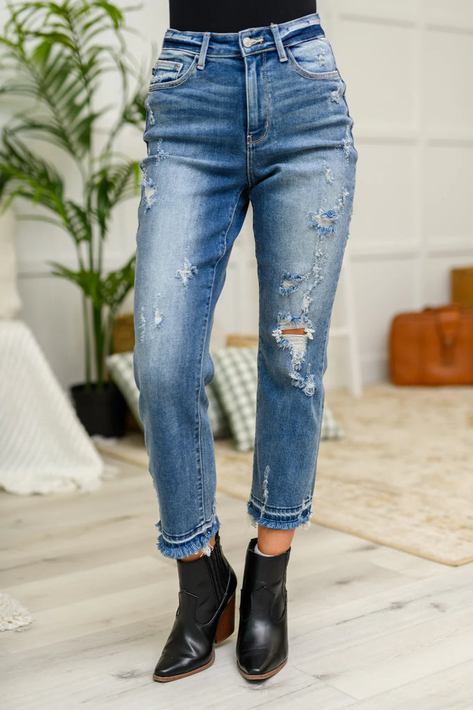 Harley Distressed Ankle Hem Jeans-Womens-Timber Brooke Boutique, Online Women's Fashion Boutique in Amarillo, Texas