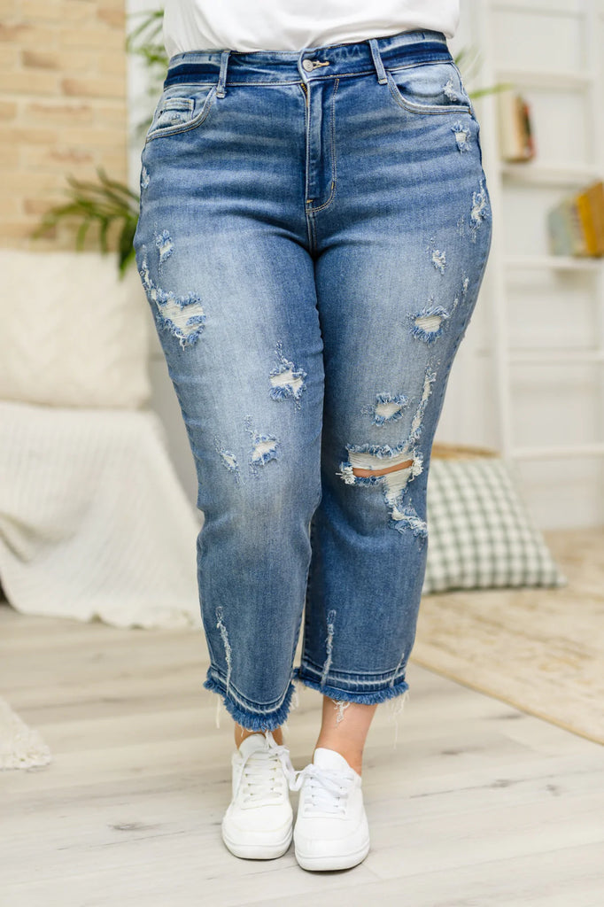 Harley Distressed Ankle Hem Jeans-Womens-Timber Brooke Boutique, Online Women's Fashion Boutique in Amarillo, Texas