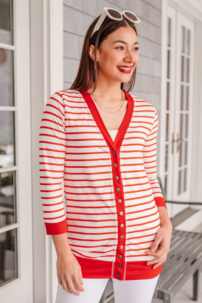 Have You Heard Cardigan in Red-Womens-Timber Brooke Boutique, Online Women's Fashion Boutique in Amarillo, Texas