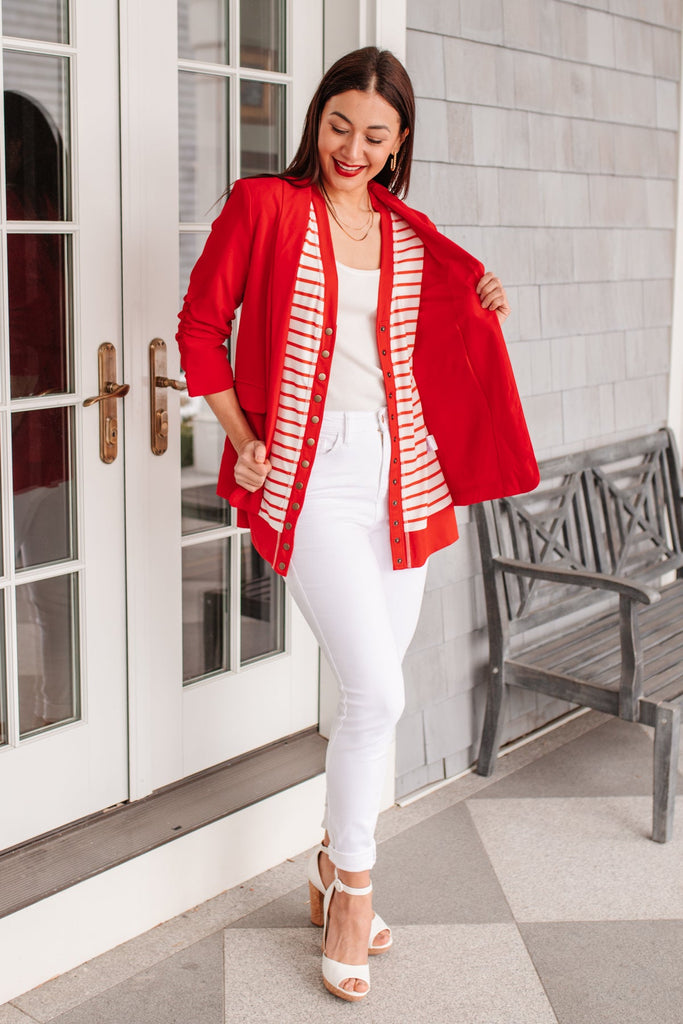 Have You Heard Cardigan in Red-Womens-Timber Brooke Boutique, Online Women's Fashion Boutique in Amarillo, Texas