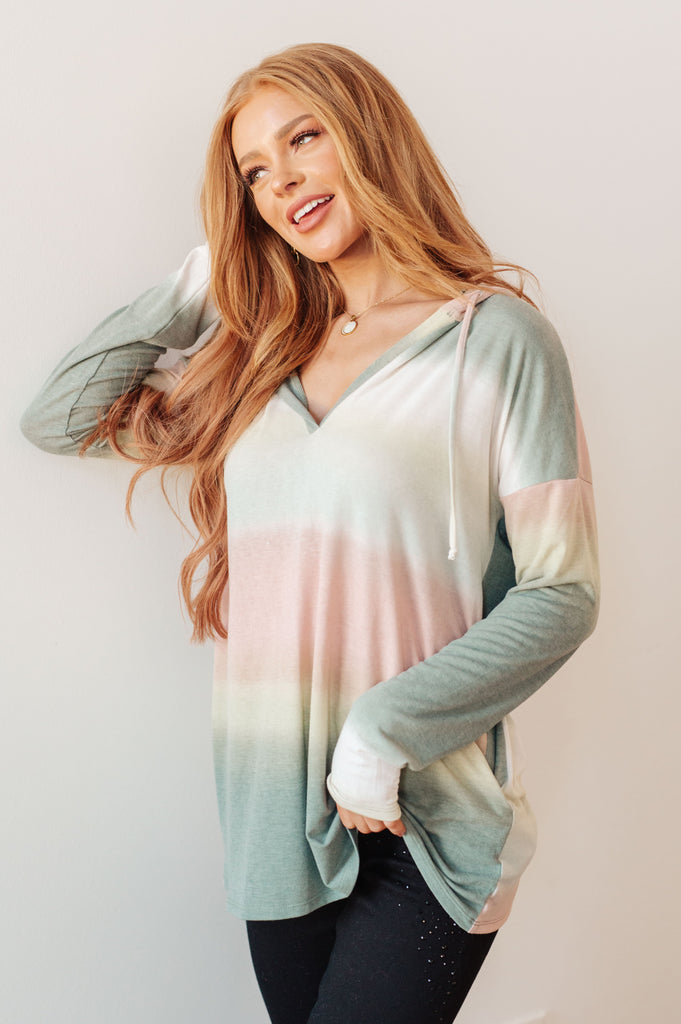 Hazy Horizon Ombre Hoodie-Womens-Timber Brooke Boutique, Online Women's Fashion Boutique in Amarillo, Texas