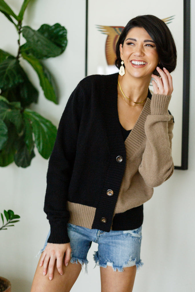 Hidden Bookstore Two Toned Cardigan-Womens-Timber Brooke Boutique, Online Women's Fashion Boutique in Amarillo, Texas