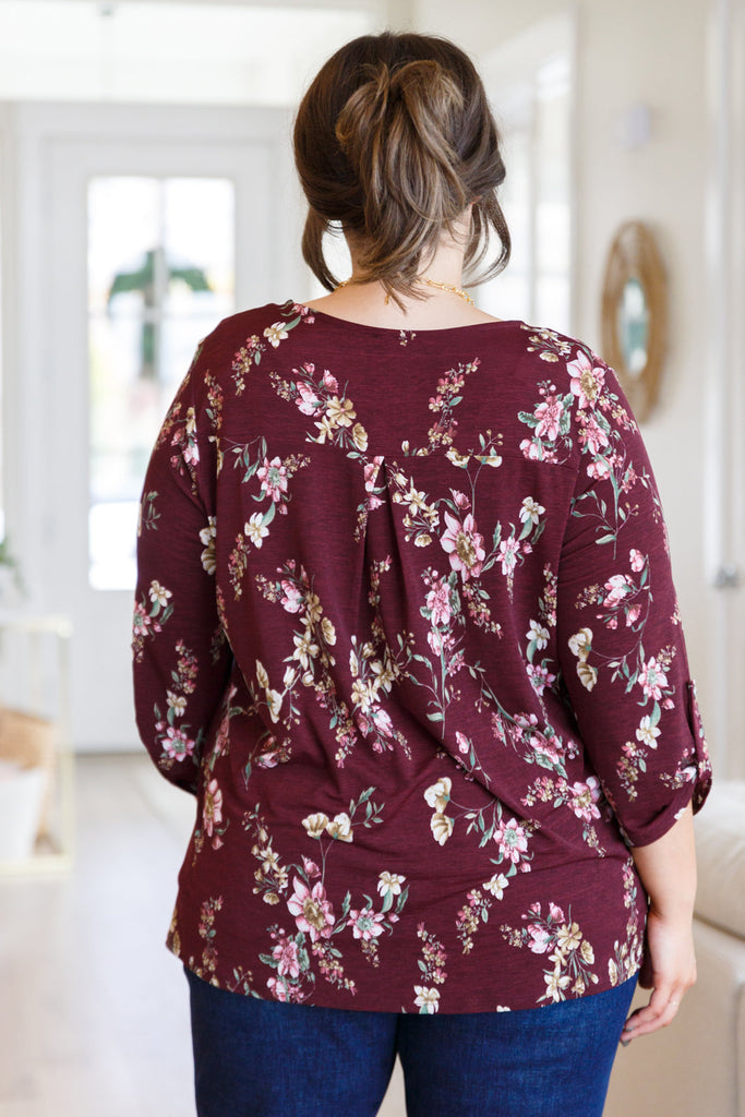 Hometown Classic Top in Wine Floral-Womens-Timber Brooke Boutique, Online Women's Fashion Boutique in Amarillo, Texas