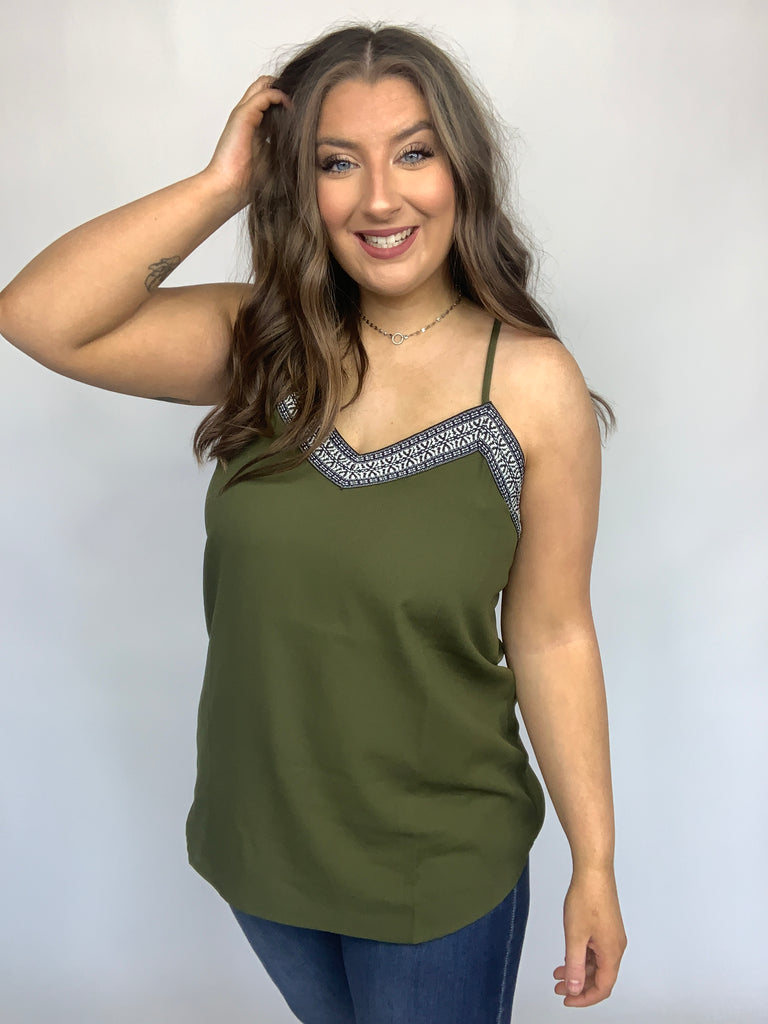 Give it My All Cami in Olive-Tank Tops-Timber Brooke Boutique, Online Women's Fashion Boutique in Amarillo, Texas