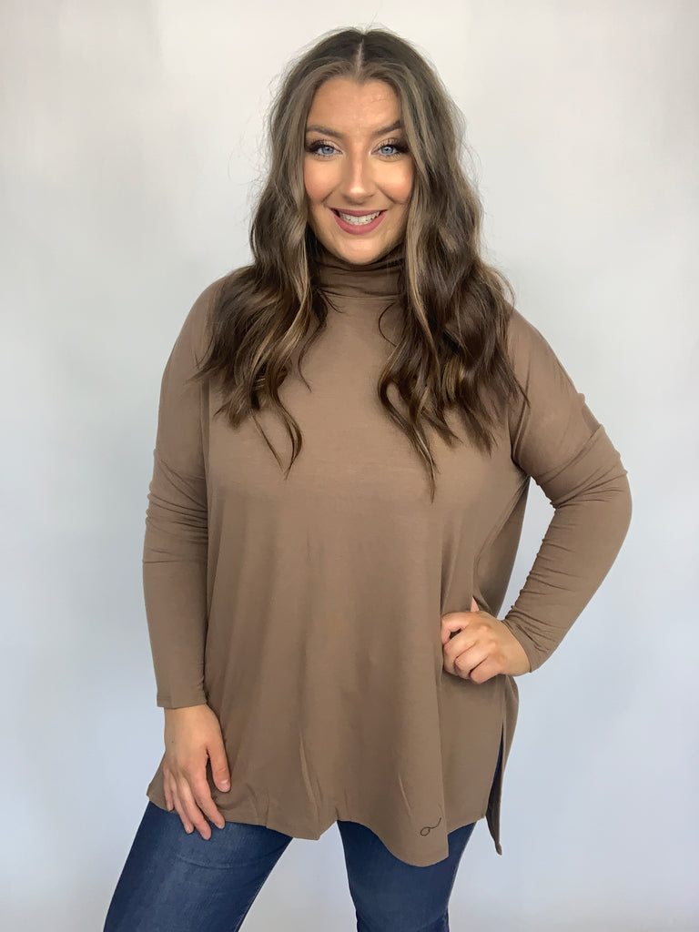 Comfort First Cowl Neck Hi-Low Long Sleeve-Long Sleeve Tops-Timber Brooke Boutique, Online Women's Fashion Boutique in Amarillo, Texas