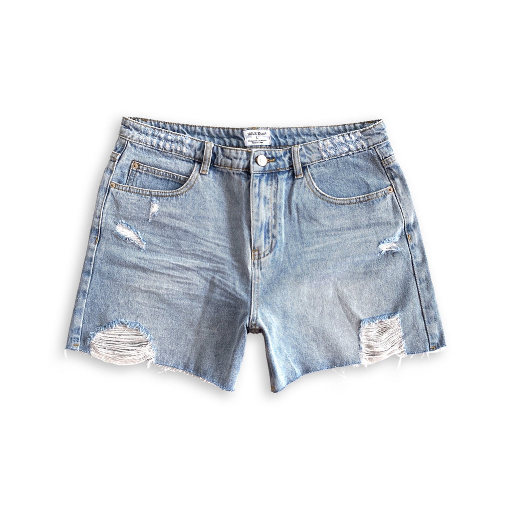 Not a Worry Denim Shorts-White Birch-Timber Brooke Boutique, Online Women's Fashion Boutique in Amarillo, Texas