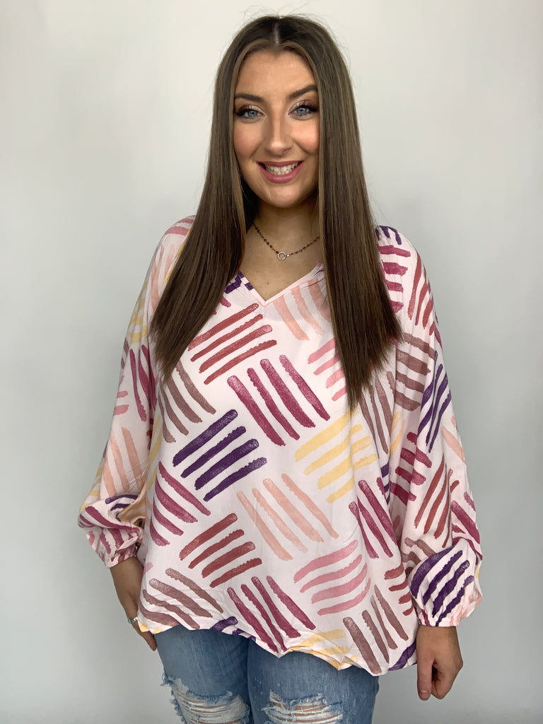 Stamp of Happiness Shirt-Long Sleeve Tops-Timber Brooke Boutique, Online Women's Fashion Boutique in Amarillo, Texas