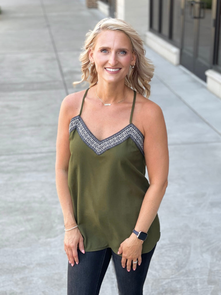 Give it My All Cami in Olive-Ninexis-Timber Brooke Boutique, Online Women's Fashion Boutique in Amarillo, Texas