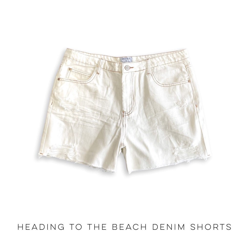 Heading to the Beach Denim Shorts-White Birch-Timber Brooke Boutique, Online Women's Fashion Boutique in Amarillo, Texas